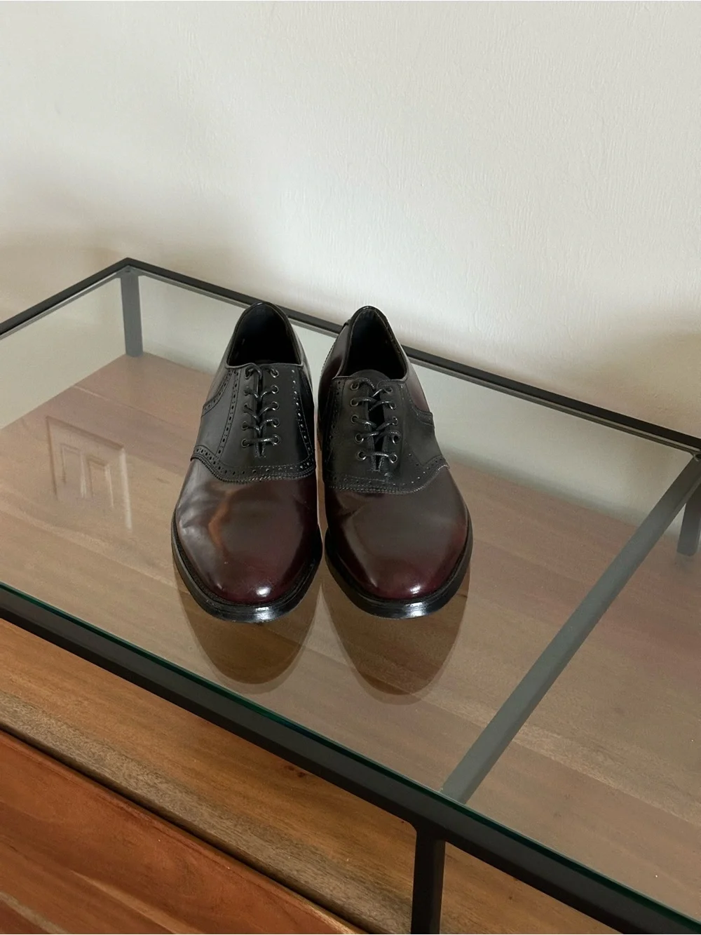 L.L. Bean Men’s Size 13 C Narrow Burgundy Black Leather Oxford Dress Shoe Vibram